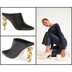 💕CULT GAIA💕 Nila Mule Leather Chain Heel ~ Black 39 New without Box
